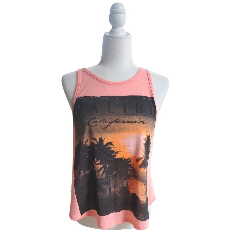 LOVE CULTURE Malibu California Graphic Tank Top Pink - Size Small